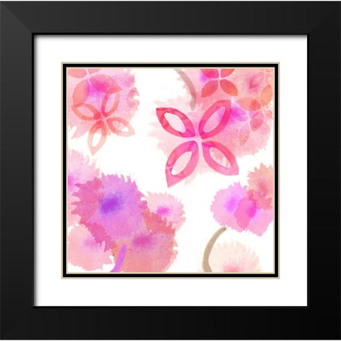 Pink Poppies I Black Modern Wood Framed Art Print with Double Matting by Kouta, Flora