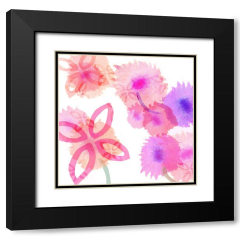 Pink Poppies II Black Modern Wood Framed Art Print with Double Matting by Kouta, Flora