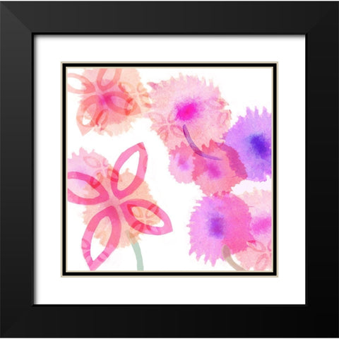 Pink Poppies II Black Modern Wood Framed Art Print with Double Matting by Kouta, Flora