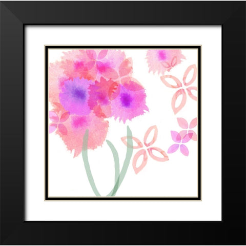 Pink Poppies III Black Modern Wood Framed Art Print with Double Matting by Kouta, Flora