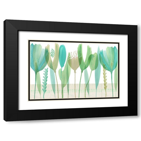 Serene Greens III Black Modern Wood Framed Art Print with Double Matting by Kouta, Flora