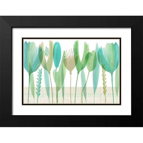 Serene Greens III Black Modern Wood Framed Art Print with Double Matting by Kouta, Flora