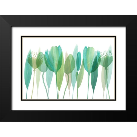 Serene Greens IV Black Modern Wood Framed Art Print with Double Matting by Kouta, Flora