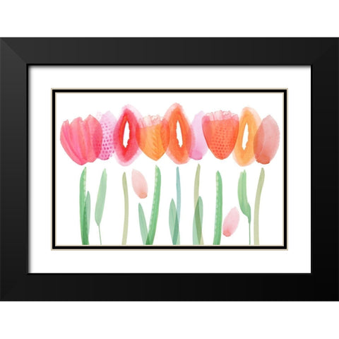 Joyful Flowers Black Modern Wood Framed Art Print with Double Matting by Kouta, Flora