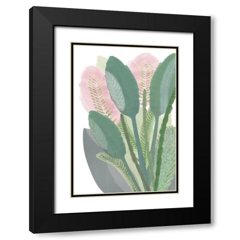 Pink Banana Palm Black Modern Wood Framed Art Print with Double Matting by Kouta, Flora