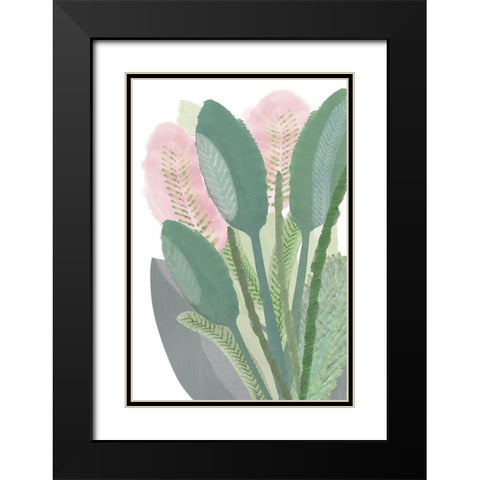 Pink Banana Palm Black Modern Wood Framed Art Print with Double Matting by Kouta, Flora