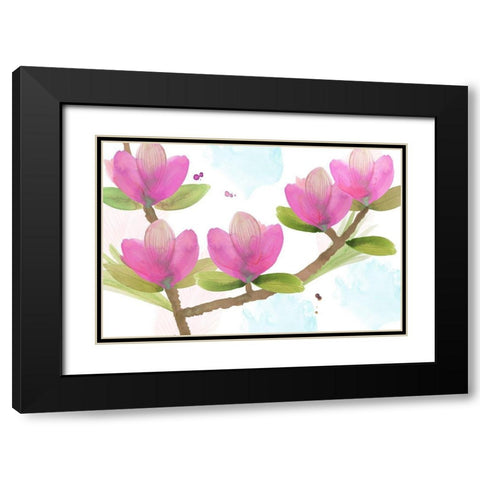 Pink Magnolia I Black Modern Wood Framed Art Print with Double Matting by Kouta, Flora
