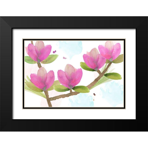 Pink Magnolia I Black Modern Wood Framed Art Print with Double Matting by Kouta, Flora