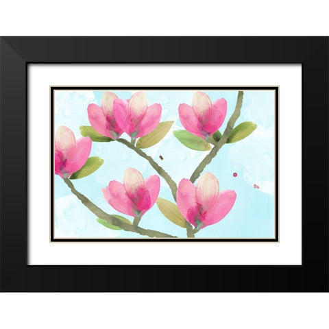 Pink Magnolia III Black Modern Wood Framed Art Print with Double Matting by Kouta, Flora