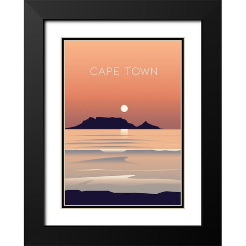 Cape town travel poster Black Modern Wood Framed Art Print with Double Matting by ARCTIC FRAME