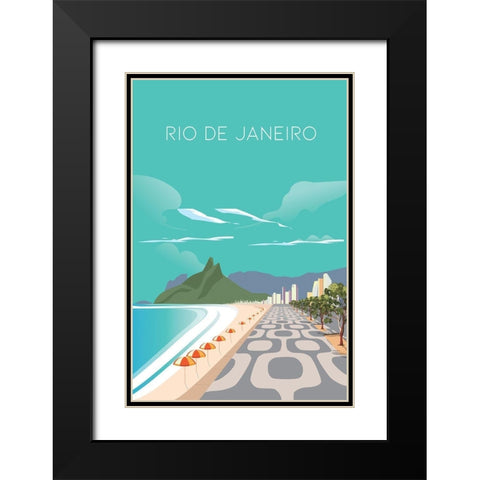 rio Black Modern Wood Framed Art Print with Double Matting by ARCTIC FRAME