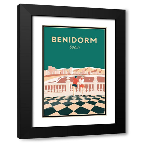 benidorm Black Modern Wood Framed Art Print with Double Matting by ARCTIC FRAME