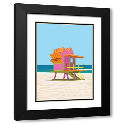 south beach life guard station Black Modern Wood Framed Art Print with Double Matting by ARCTIC FRAME