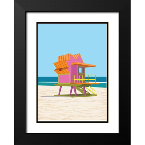 south beach life guard station Black Modern Wood Framed Art Print with Double Matting by ARCTIC FRAME