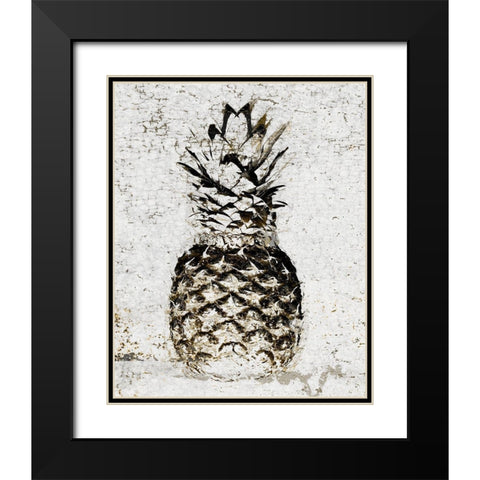 Ananas I Black Modern Wood Framed Art Print with Double Matting by Aryai, Sia