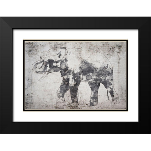 Rustic Elephant I Black Modern Wood Framed Art Print with Double Matting by Orlov, Irena