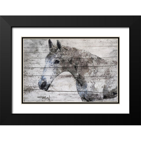 Gray Horse Black Modern Wood Framed Art Print with Double Matting by Orlov, Irena