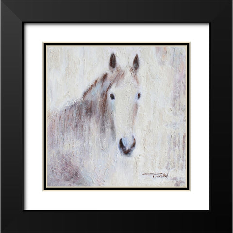 White Bay horse Black Modern Wood Framed Art Print with Double Matting by Orlov, Irena