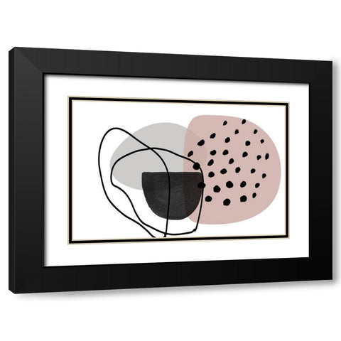 Pink Lines Minimalism Black Modern Wood Framed Art Print with Double Matting by Orlov, Irena