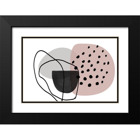 Pink Lines Minimalism Black Modern Wood Framed Art Print with Double Matting by Orlov, Irena
