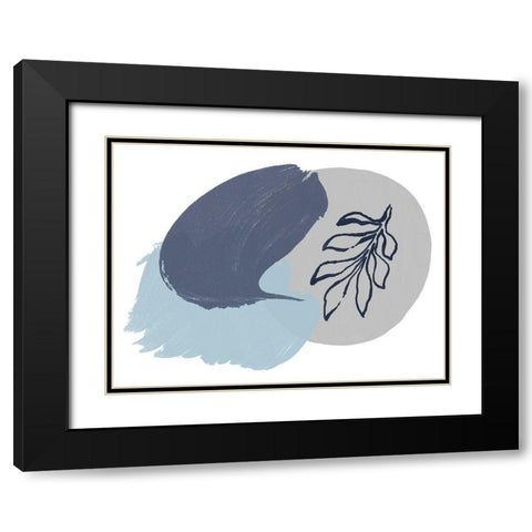 Minimalism Blue Shapes Black Modern Wood Framed Art Print with Double Matting by Orlov, Irena
