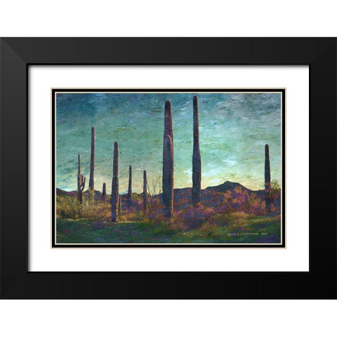 Saguaros Pastel Black Modern Wood Framed Art Print with Double Matting by Vest, Christopher