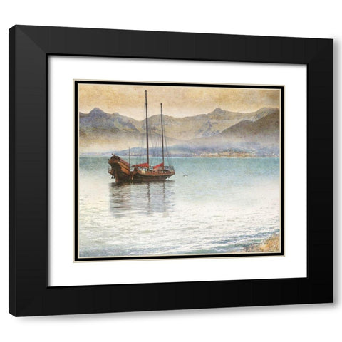 Vintage Ship Black Modern Wood Framed Art Print with Double Matting by Vest, Christopher