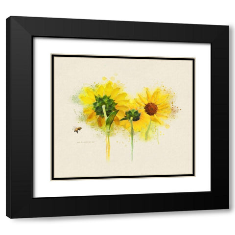 Three Sunflowers Black Modern Wood Framed Art Print with Double Matting by Vest, Christopher