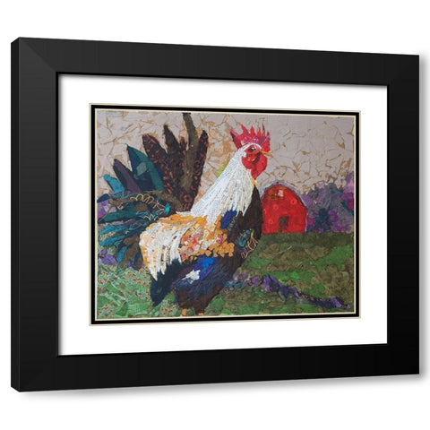 Au Chant du Coq Black Modern Wood Framed Art Print with Double Matting by St Hilaire, Elizabeth