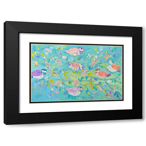 Birds and Branches Black Modern Wood Framed Art Print with Double Matting by St Hilaire, Elizabeth