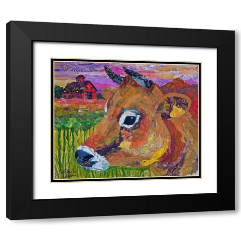 Jersey Cow Guy Black Modern Wood Framed Art Print with Double Matting by St Hilaire, Elizabeth