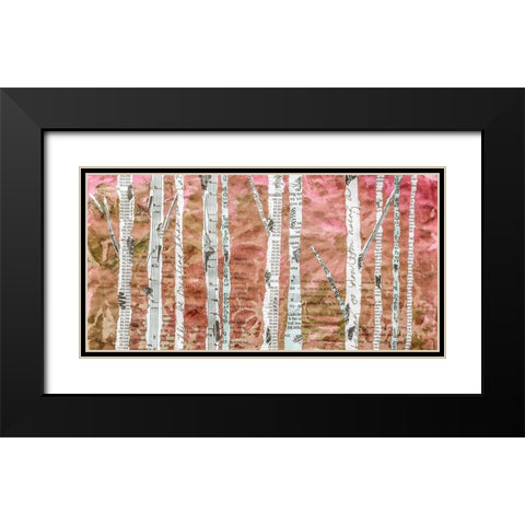 Birches Coral  Black Modern Wood Framed Art Print with Double Matting by St Hilaire, Elizabeth