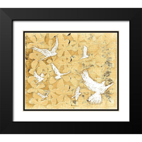 Birds on Brown Black Modern Wood Framed Art Print with Double Matting by St Hilaire, Elizabeth