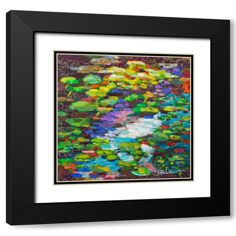 Spatterdocks Black Modern Wood Framed Art Print with Double Matting by St Hilaire, Elizabeth