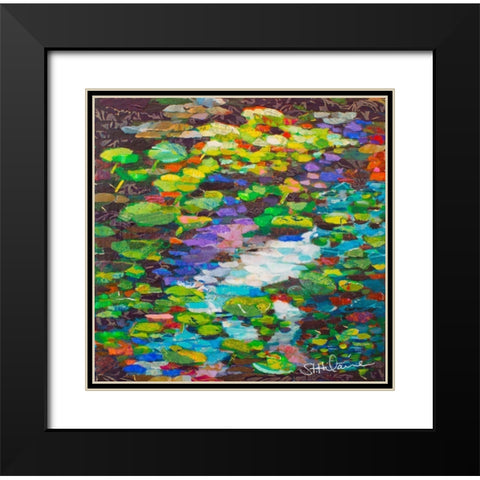 Spatterdocks Black Modern Wood Framed Art Print with Double Matting by St Hilaire, Elizabeth