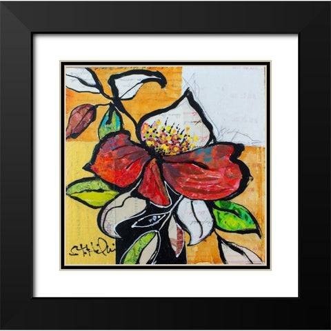 Red Floral Study Black Modern Wood Framed Art Print with Double Matting by St Hilaire, Elizabeth