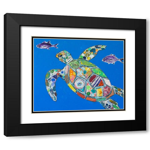 Blue Sea Turtle Black Modern Wood Framed Art Print with Double Matting by St Hilaire, Elizabeth