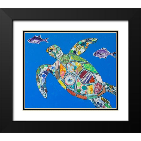 Blue Sea Turtle Black Modern Wood Framed Art Print with Double Matting by St Hilaire, Elizabeth