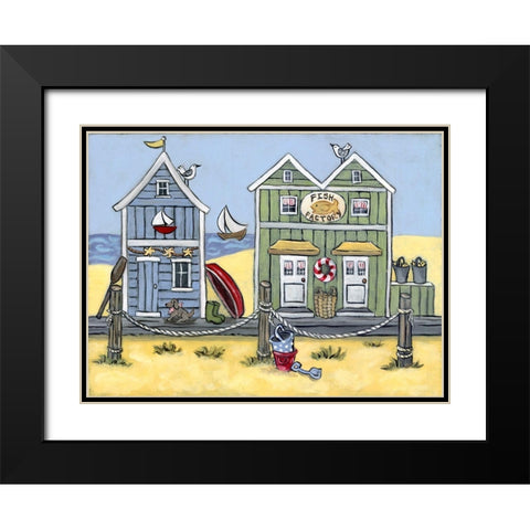 Fish Factory Black Modern Wood Framed Art Print with Double Matting by Wojahn, Holly