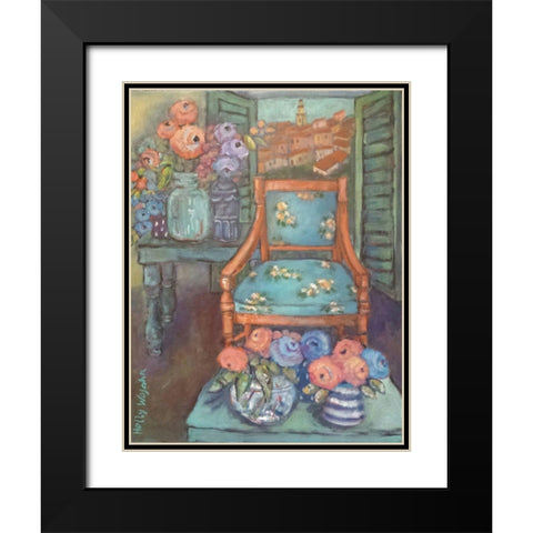 The Salon Full of Flowers Black Modern Wood Framed Art Print with Double Matting by Wojahn, Holly