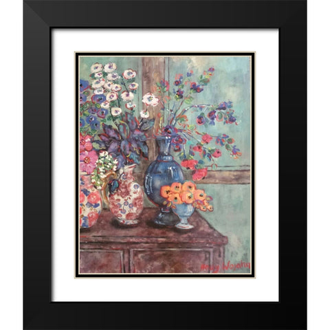 Table Full of Flowers Black Modern Wood Framed Art Print with Double Matting by Wojahn, Holly