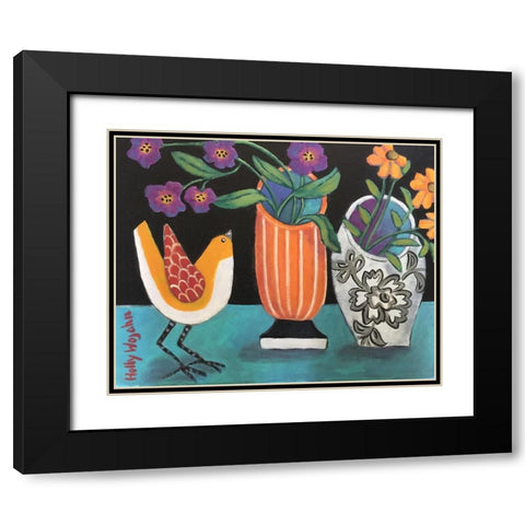 Two More Cheery Vases and a Chirp More Black Modern Wood Framed Art Print with Double Matting by Wojahn, Holly