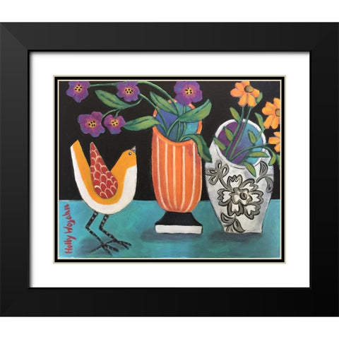 Two More Cheery Vases and a Chirp More Black Modern Wood Framed Art Print with Double Matting by Wojahn, Holly
