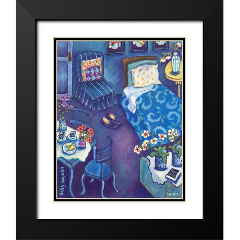 Chambre Bleu Black Modern Wood Framed Art Print with Double Matting by Wojahn, Holly