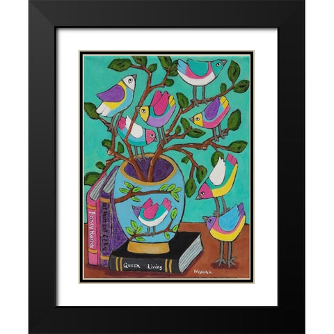 Book Loving Birds Black Modern Wood Framed Art Print with Double Matting by Wojahn, Holly