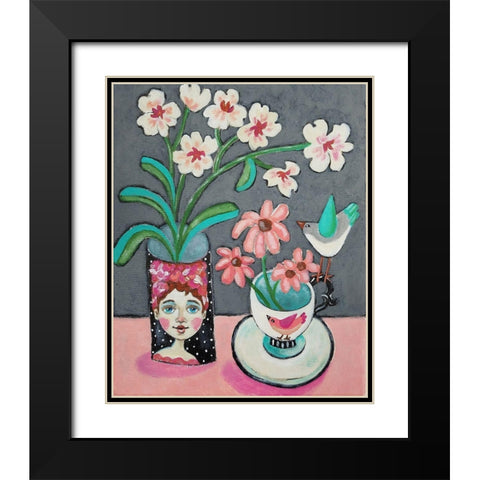 Face Vase and Other Stuff Black Modern Wood Framed Art Print with Double Matting by Wojahn, Holly