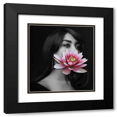 Flower Face III Black Modern Wood Framed Art Print with Double Matting by Smith, Karen