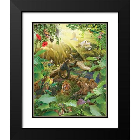 Jungle Mix I Black Modern Wood Framed Art Print with Double Matting by Hunziker, Steve