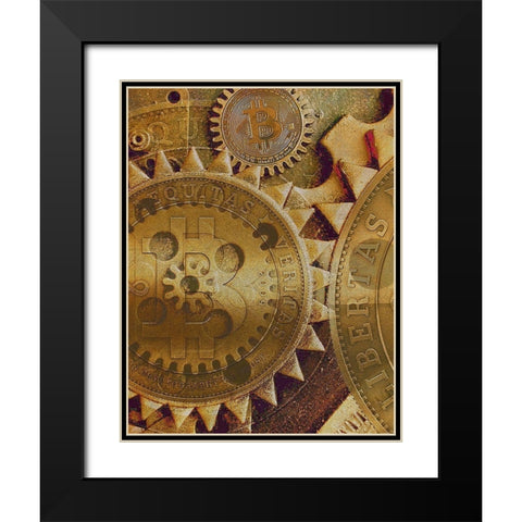 Grunge Bitcoin  Black Modern Wood Framed Art Print with Double Matting by Hunziker, Steve