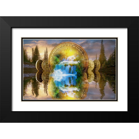Bitcoin New Age II Black Modern Wood Framed Art Print with Double Matting by Hunziker, Steve